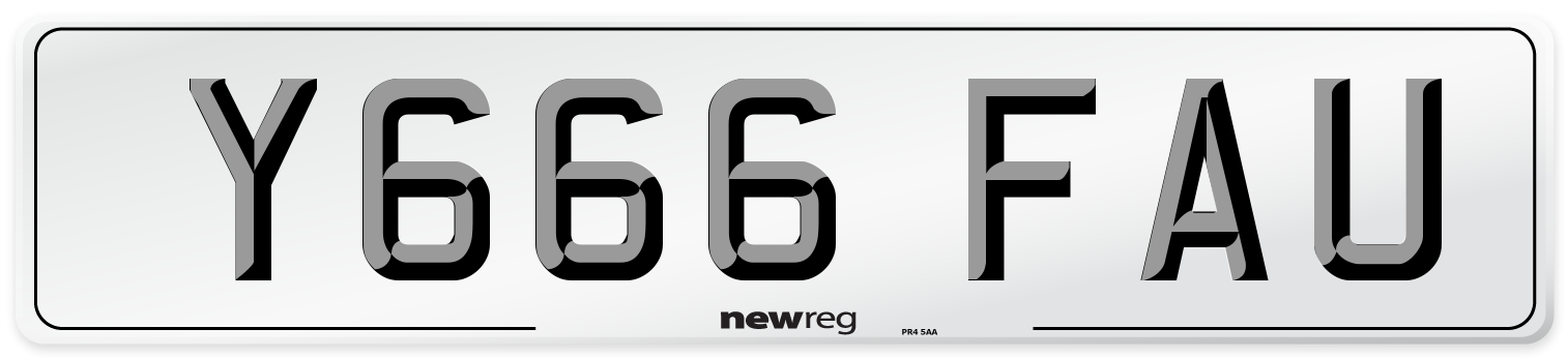Y666 FAU Number Plate from New Reg